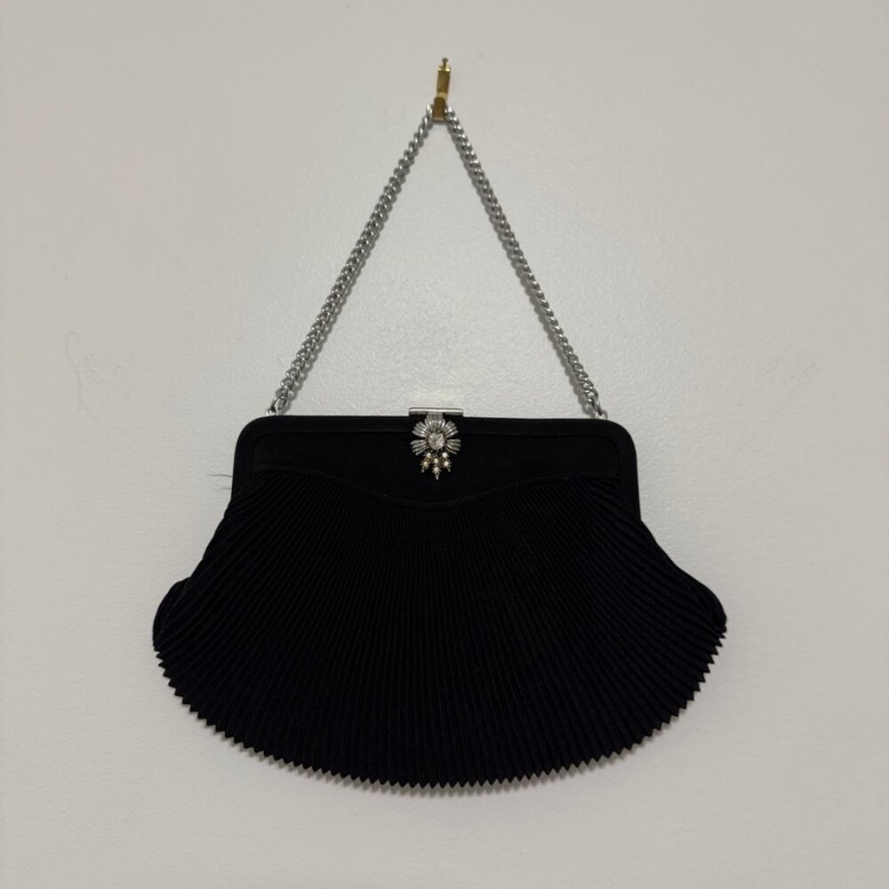 Vintage | Pleated Black Mini Evening Bag